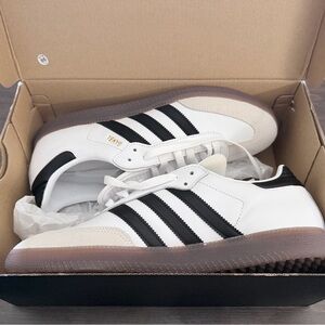 Adidas Sambas: White and Black Striped Sneakers